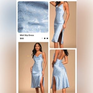 Blue lulus jacquard slip midi dress